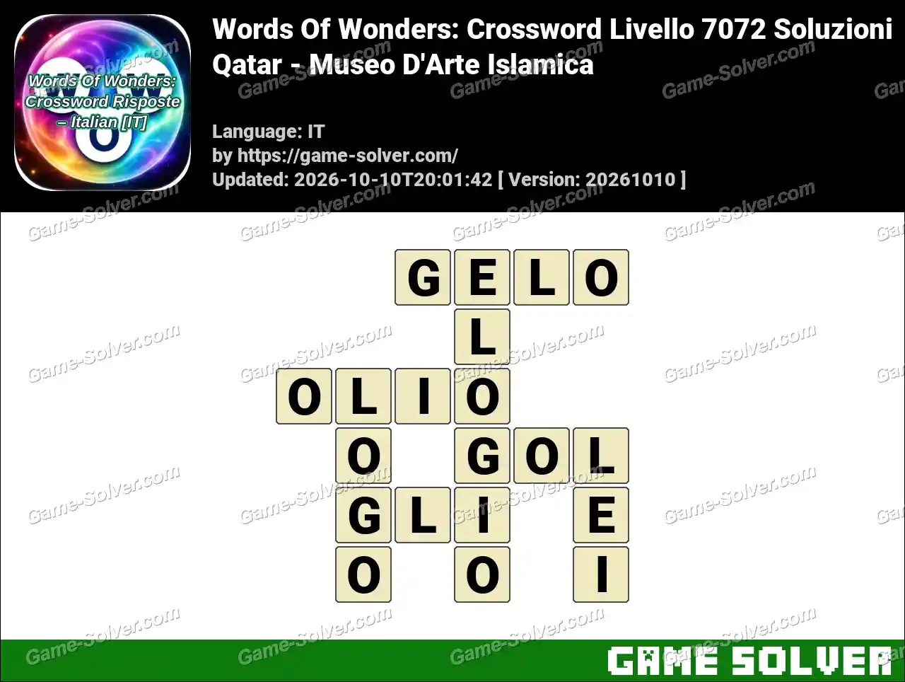 Words Of Wonders: Crossword Livello 7072 Soluzioni – Qatar – Museo D’Arte Islamica